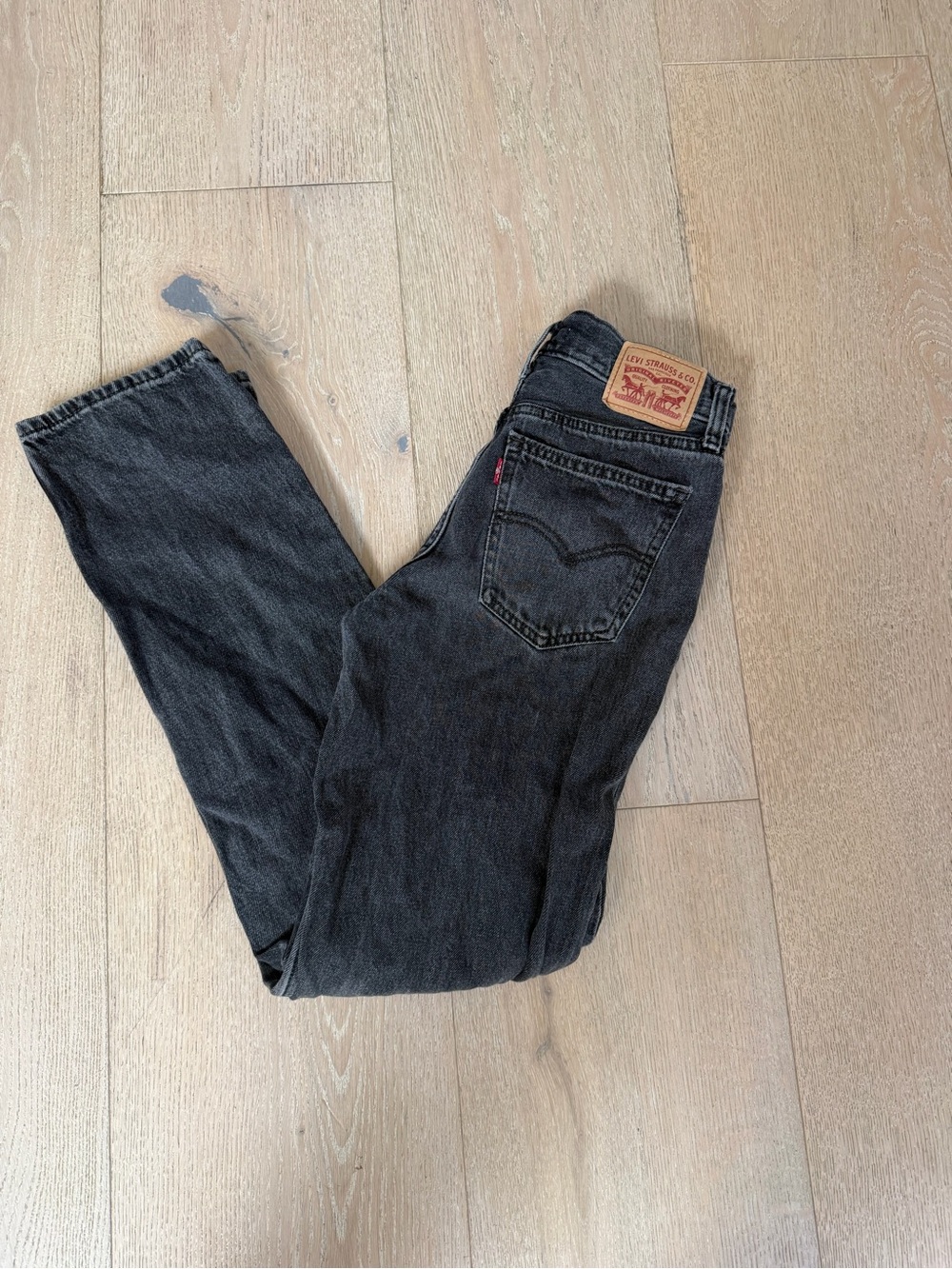 Levi's Black Denim Straight Jeans with Signature Patch
